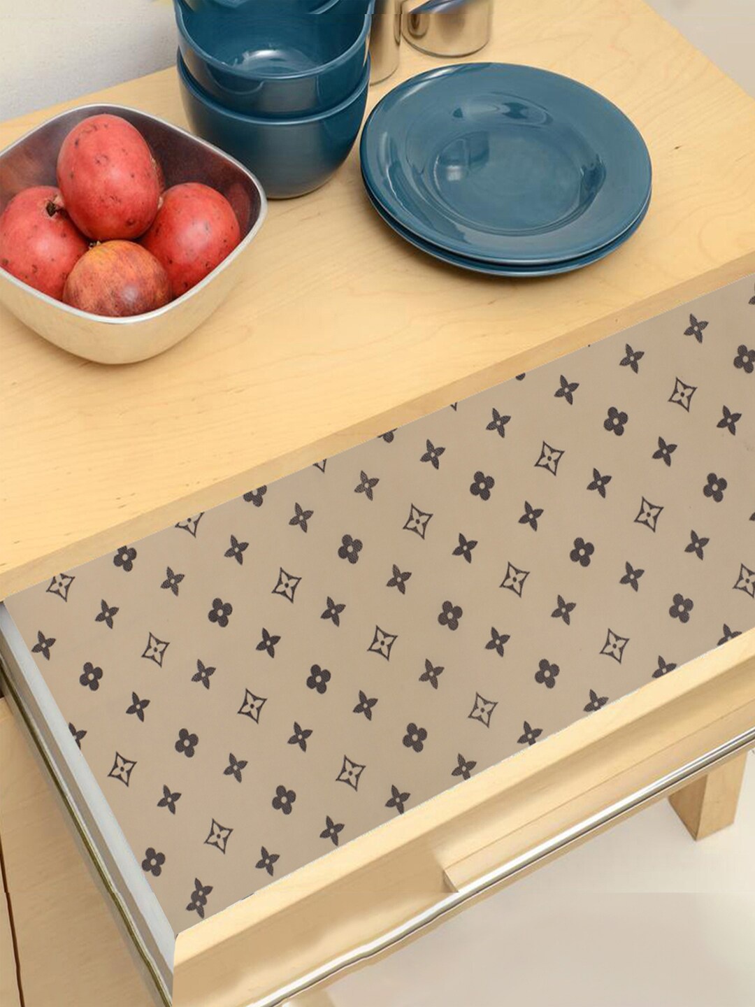 

Kuber Industries Beige Printed EVA BPA Free Shelf Liner
