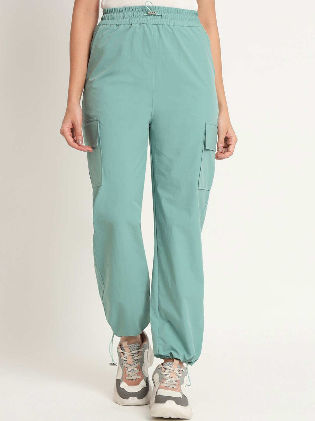 

VividArtsy Women Relaxed Loose Fit Cotton Parachute Joggers, Sea green
