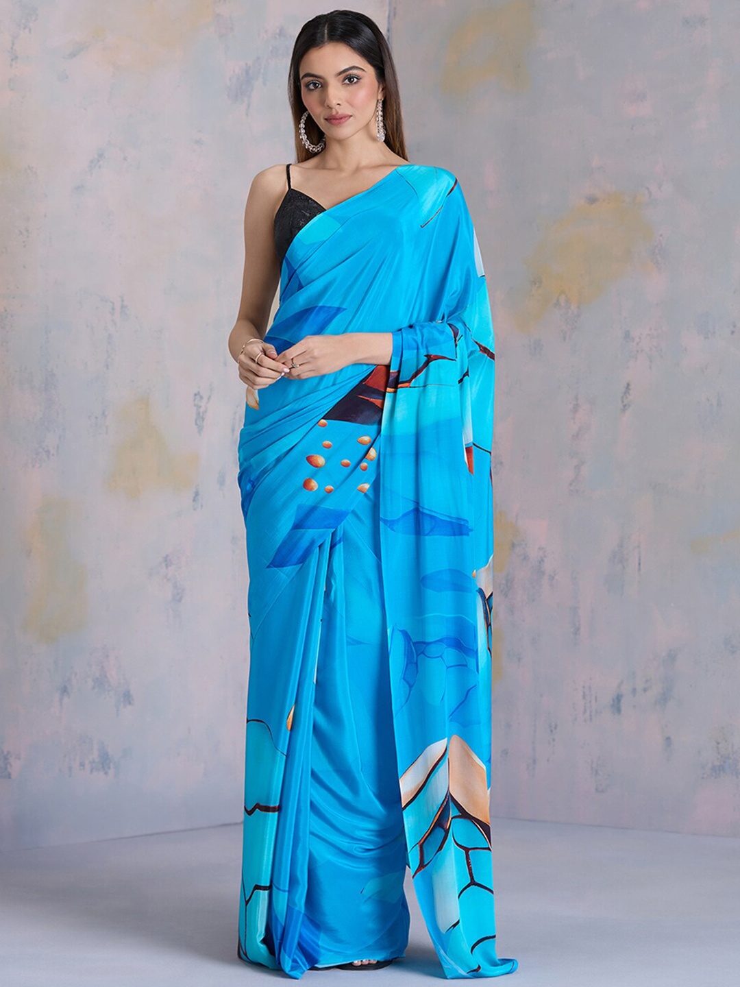 

navyasa by liva Abstract Printed Liva Saree, Blue