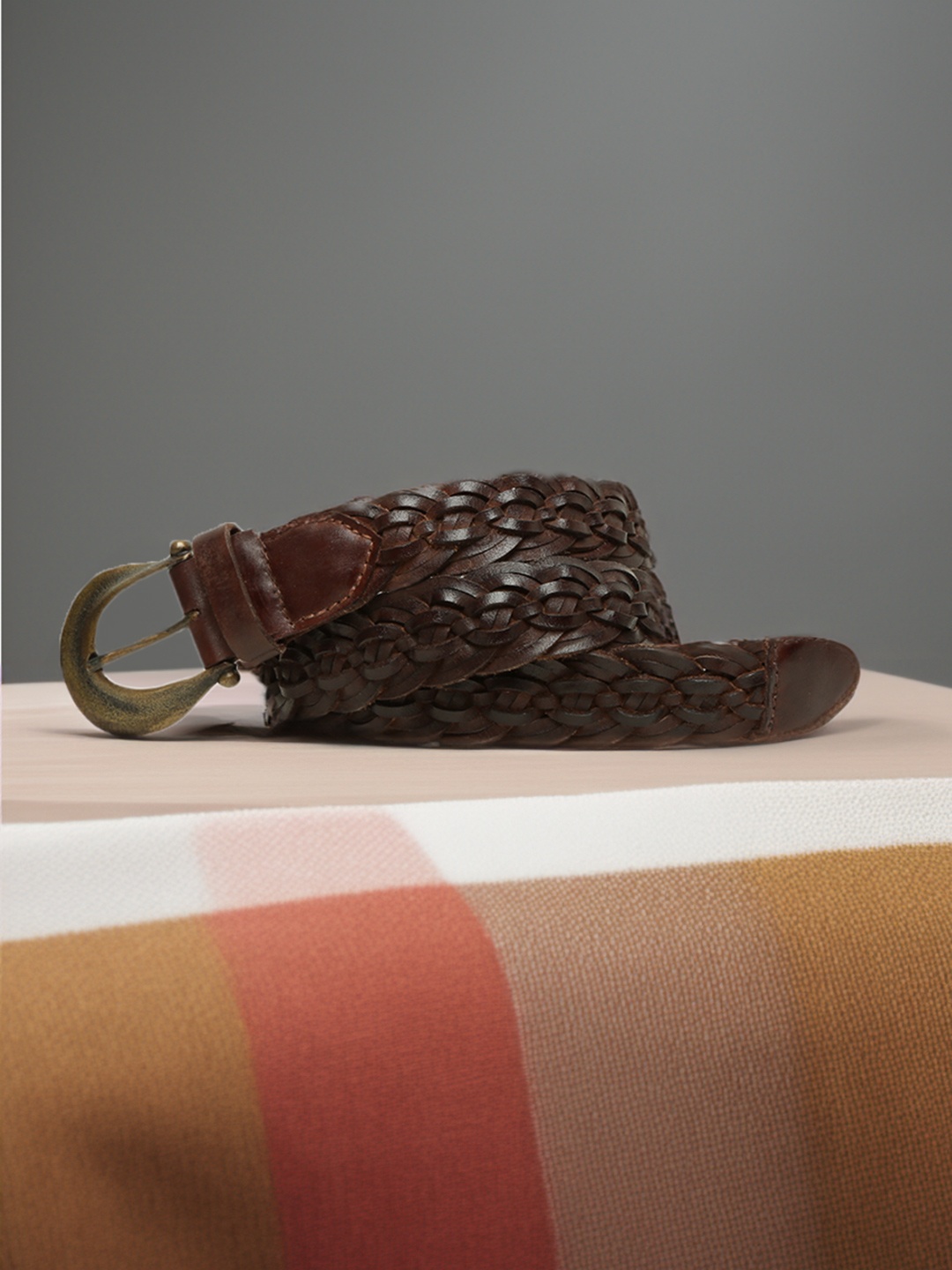 

ART N VINTAGE Women Braided Leather Belt, Brown