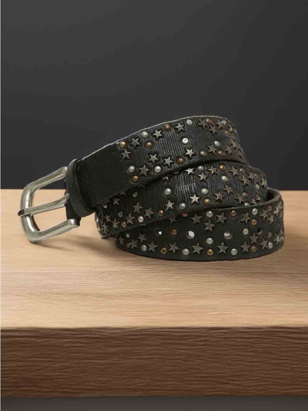 

ART N VINTAGE Women Embellished Leather Belt, Black