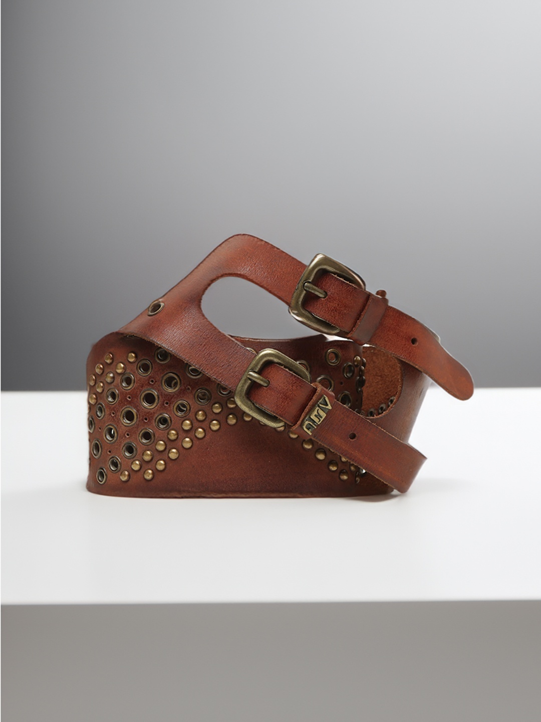 

ART N VINTAGE Women Embellished Leather Belt, Tan