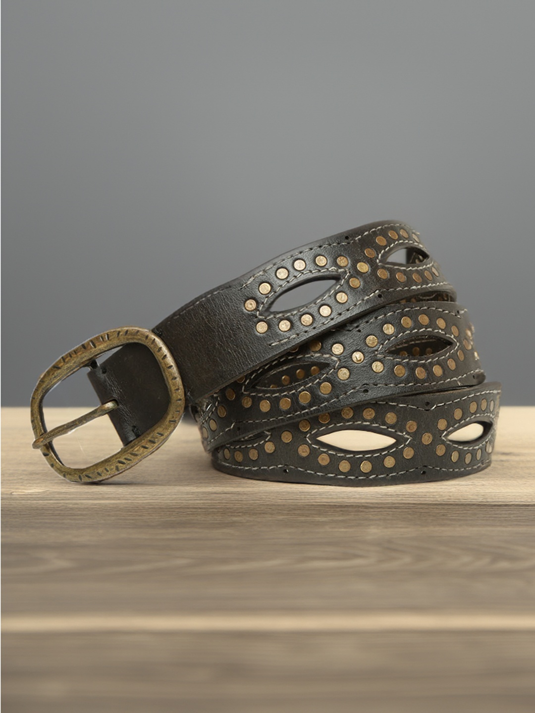 

ART N VINTAGE Women Embellished Leather Belt, Black