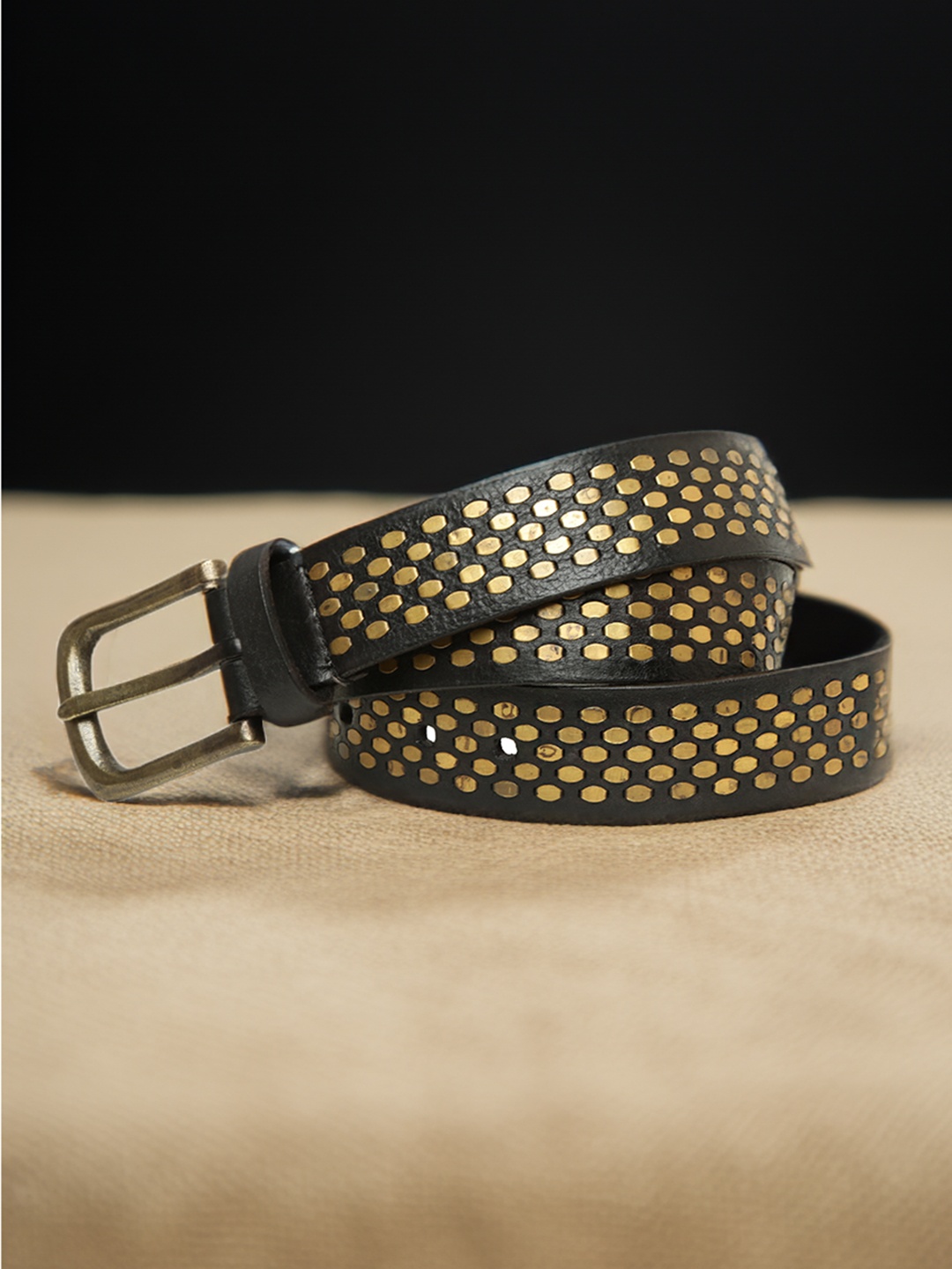 

ART N VINTAGE Women Embellished Leather Belt, Black