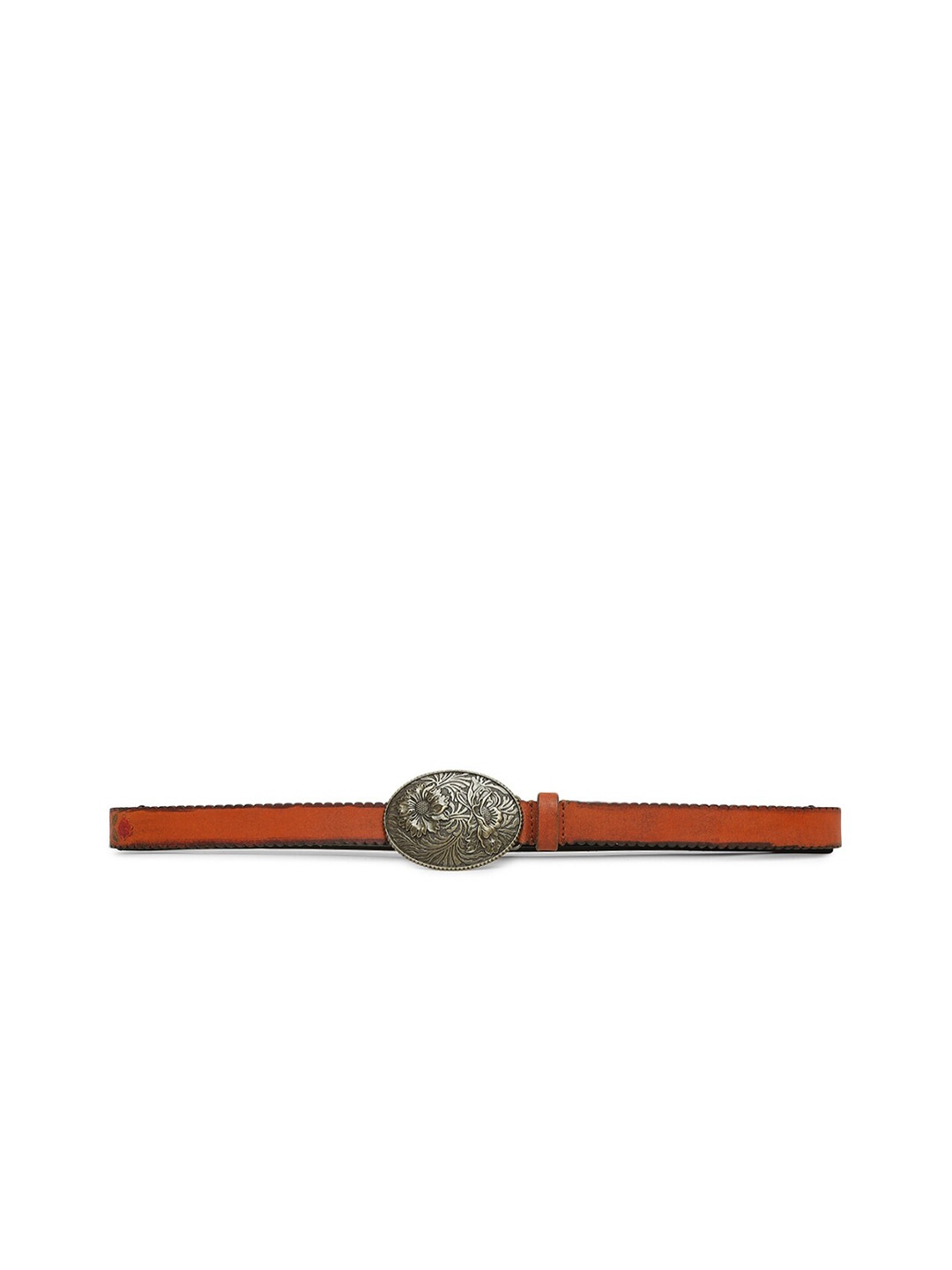 

ART N VINTAGE Women Printed Leather Belt, Tan