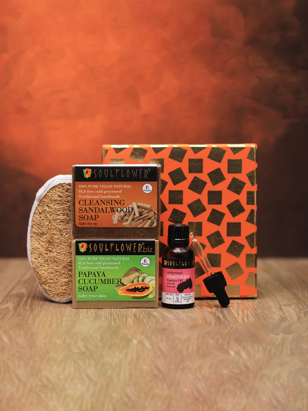 

Soulflower Skin Brightening Try Me Bath & Body Skincare Beauty Gift Set, Brown