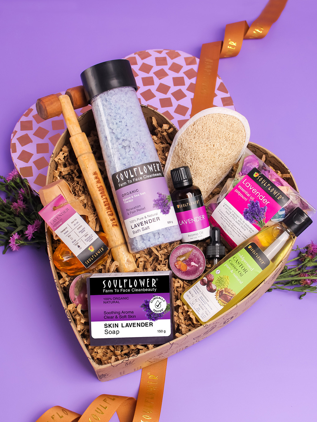 

Soulflower Lavender Heart Bath & Body Skincare Beauty Gift Set, Purple