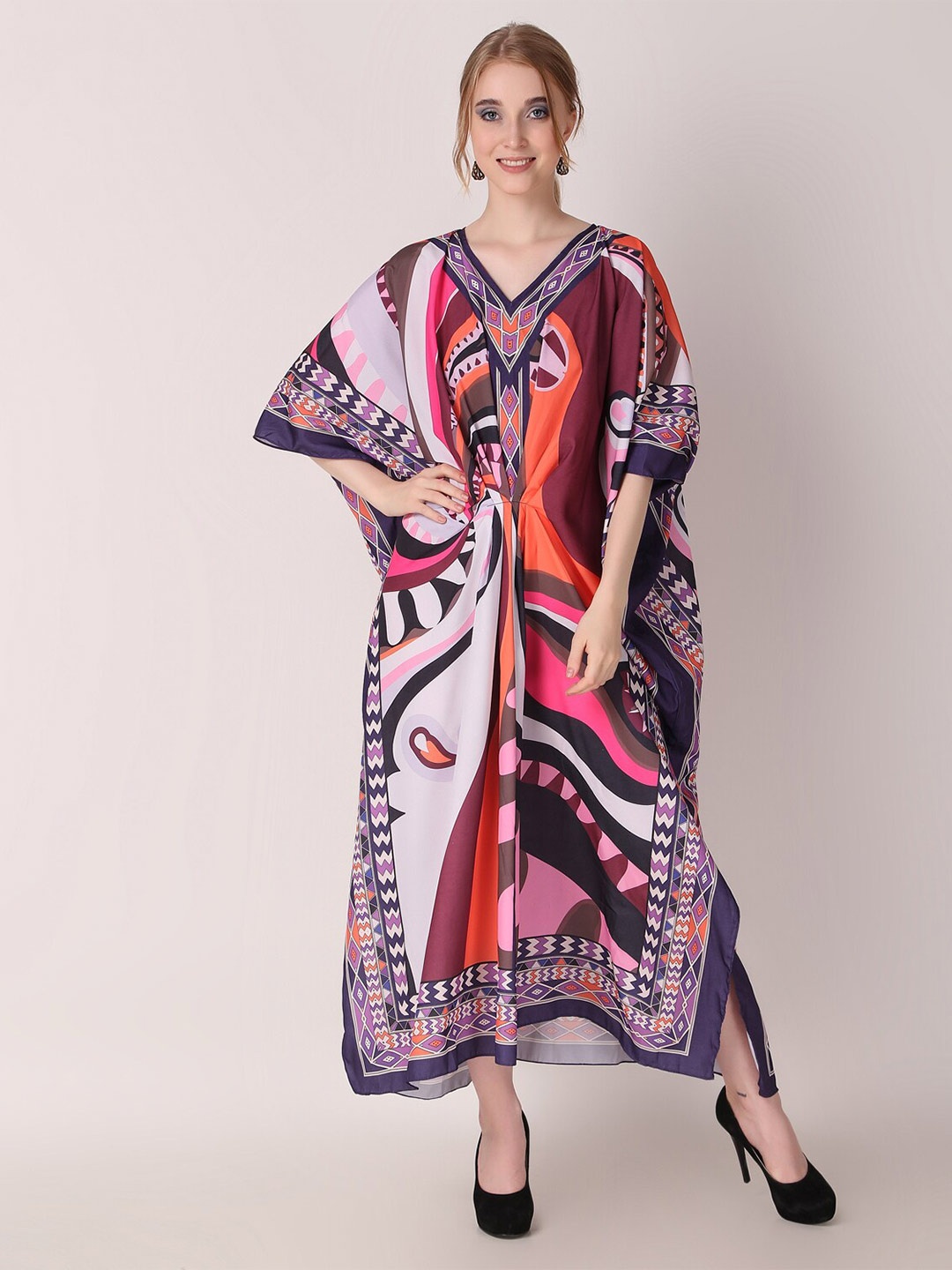 

Rajoria Instyle Abstract Printed Swimwear Cover up Top, Purple