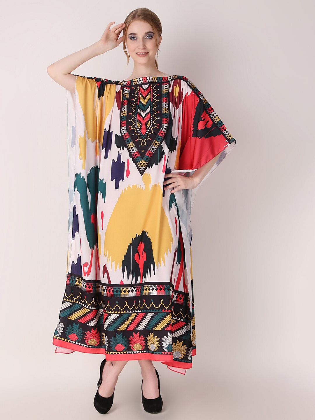 

Rajoria Instyle Abstract Printed Kaftan Maxi Dress, Red