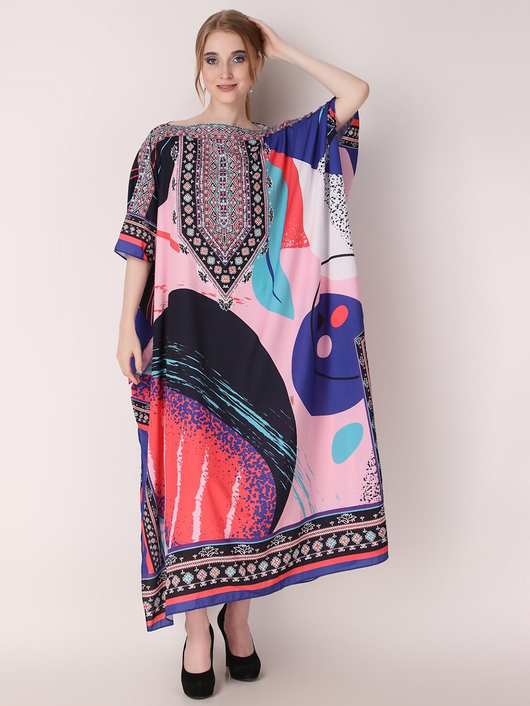 

Rajoria Instyle Abstract Printed Crepe Kaftan Maxi Dress, Pink