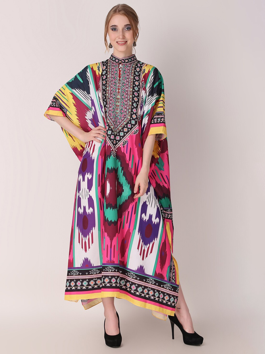 

Rajoria Instyle Abstract Printed Kaftan Midi Dress, Pink