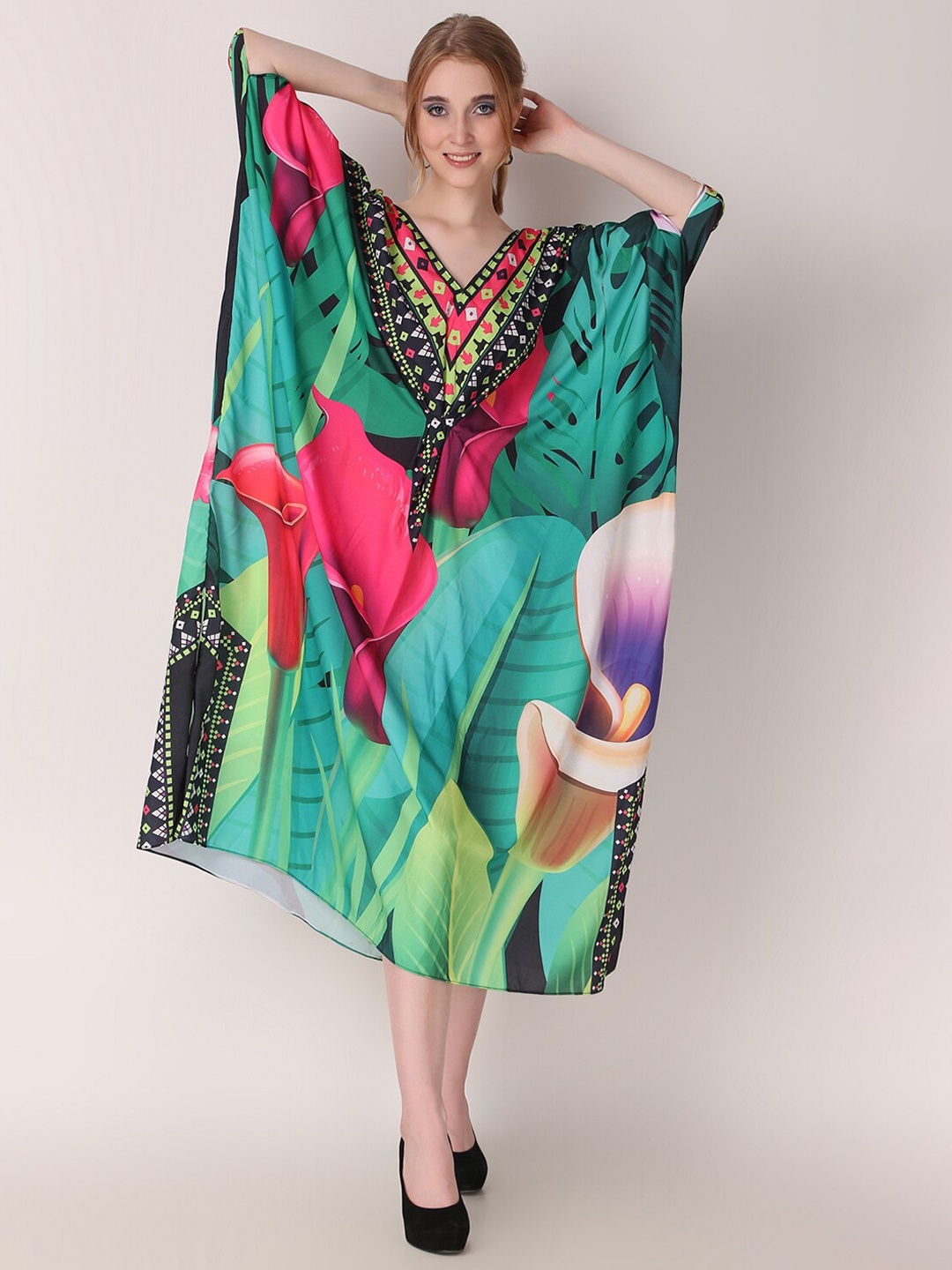 

Rajoria Instyle Tropical Printed Swimwear Cover up Top, Multi