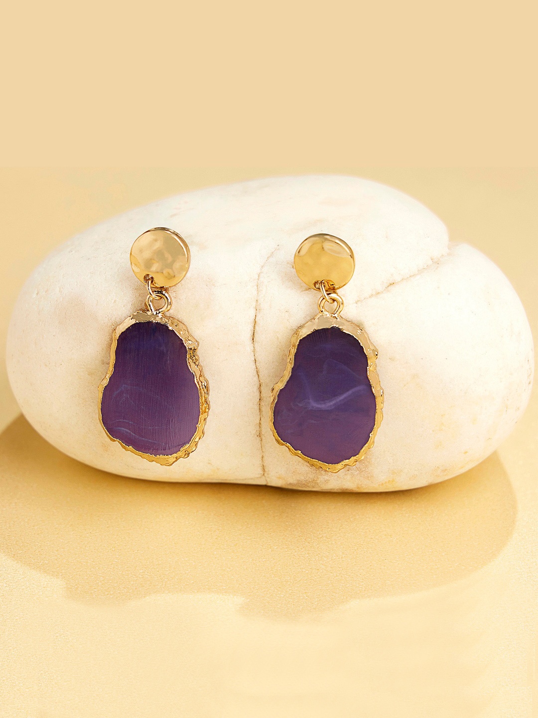 

Accessorize Gold-Plated Celestial Stone Slice Contemporary Drop Earrings