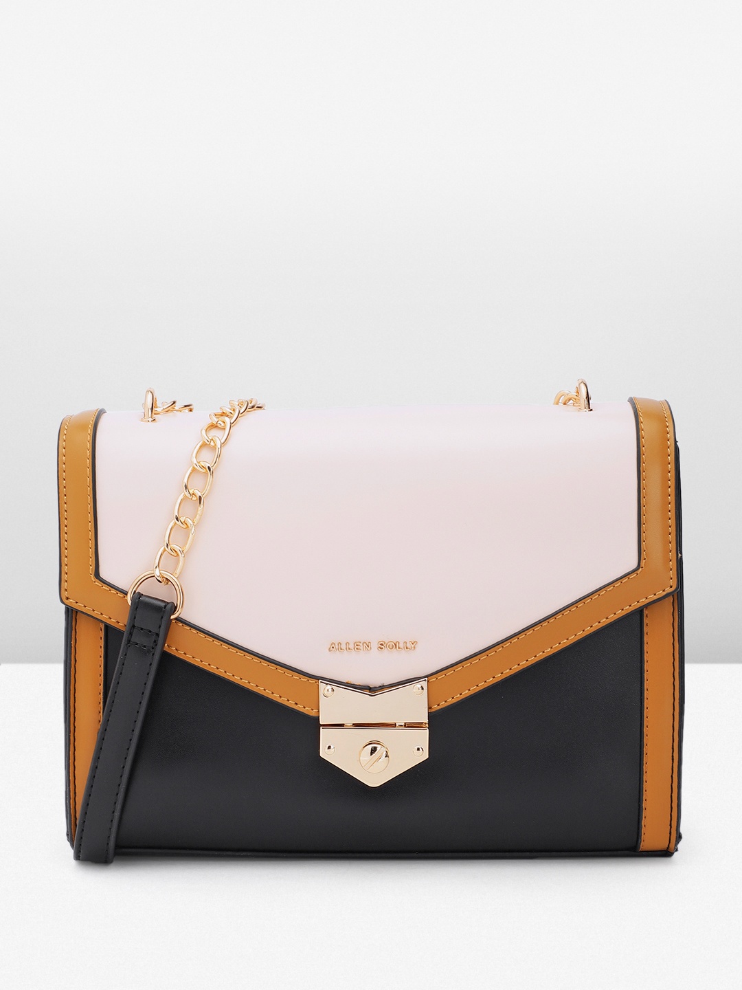 

Allen Solly Colourblocked Structured Sling Bag, Black