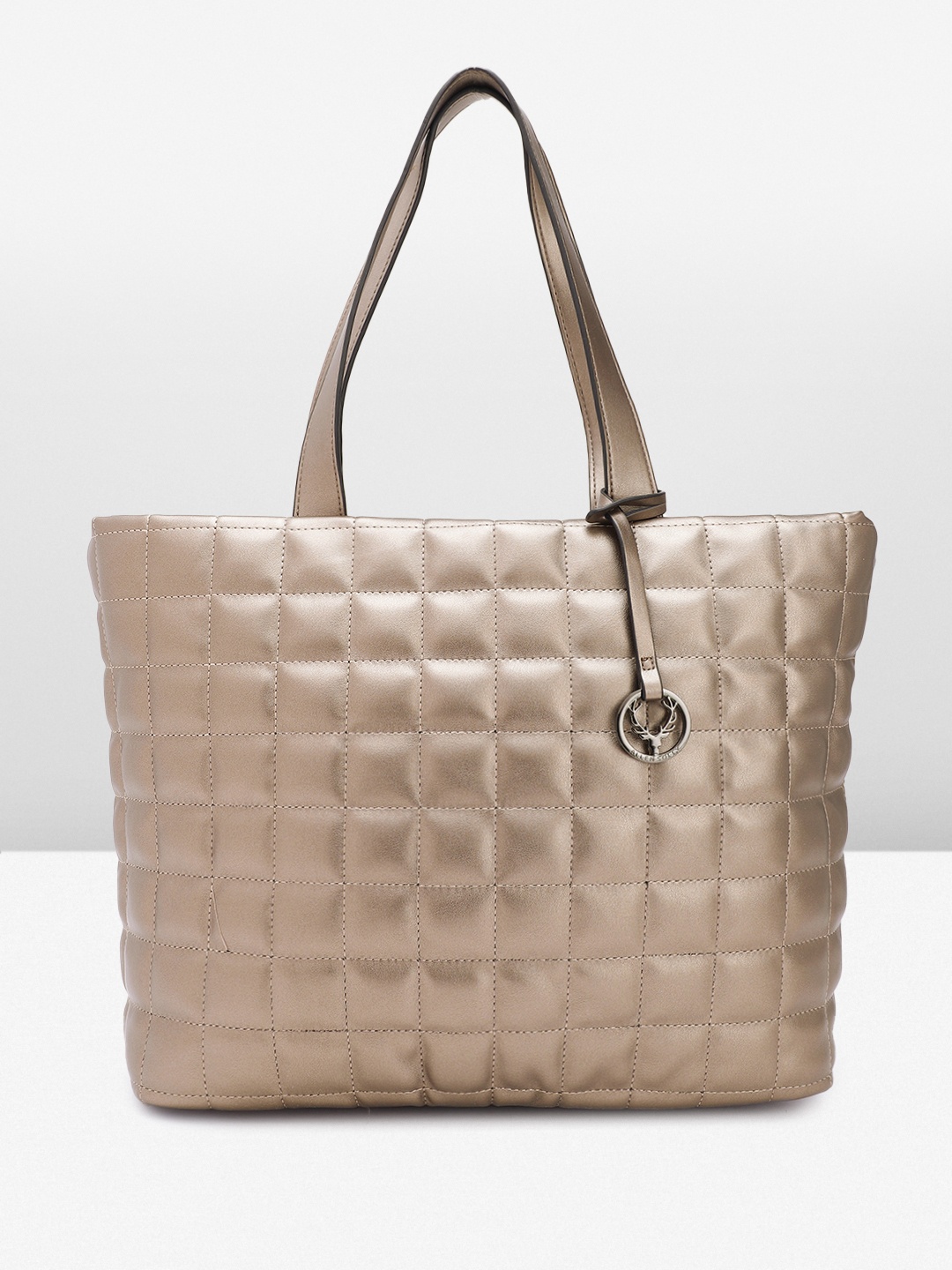 

Allen Solly Quilted Oversized Shoulder Bag with Laptop Sleeve, Champagne