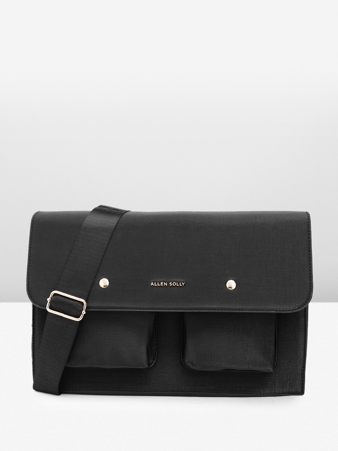 

Allen Solly Oversized Structured Sling Bag, Black