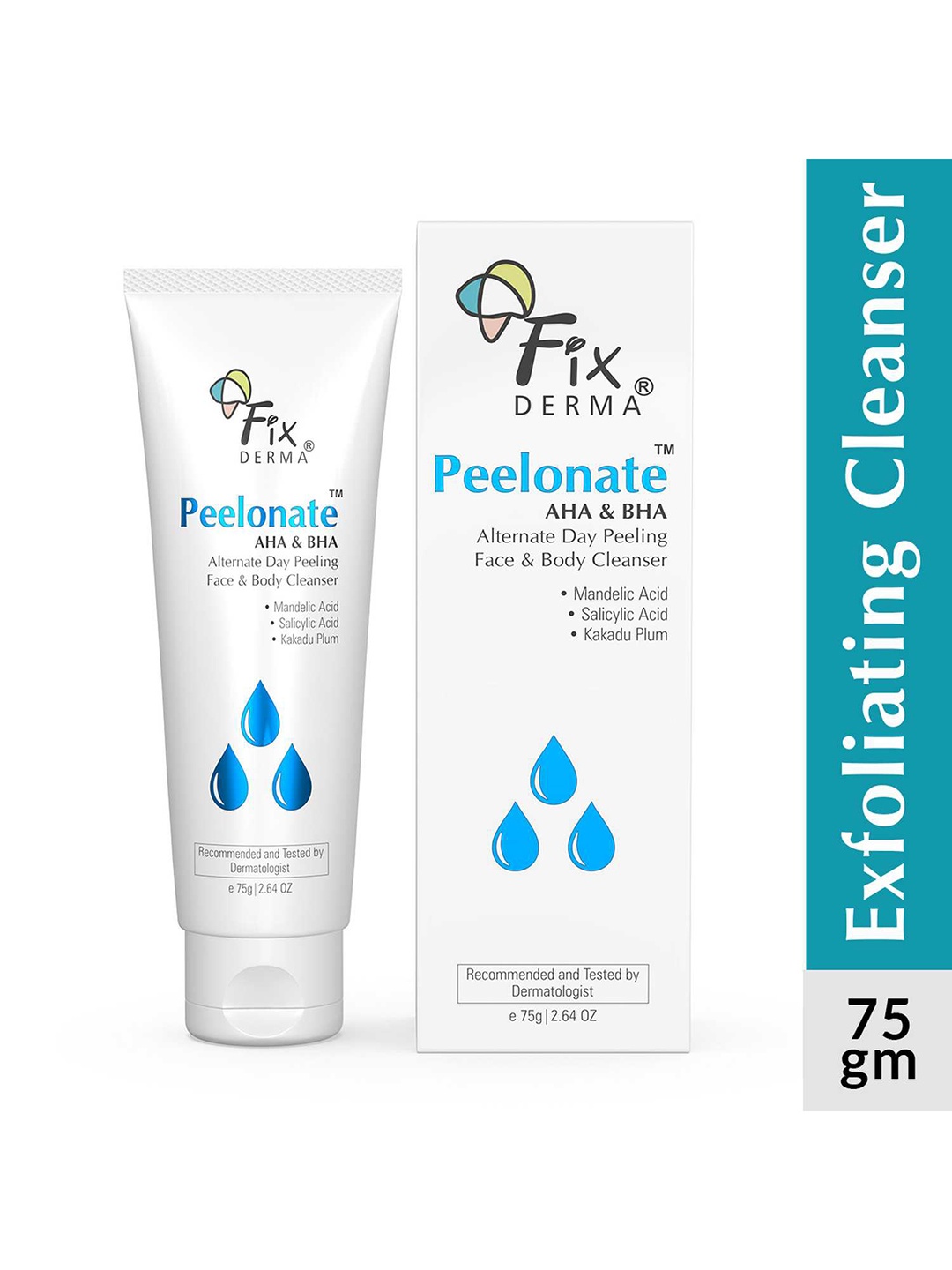 

FIXDERMA Peelonate AHA & BHA Face & Body Cleanser For Oily Skin 75g, White