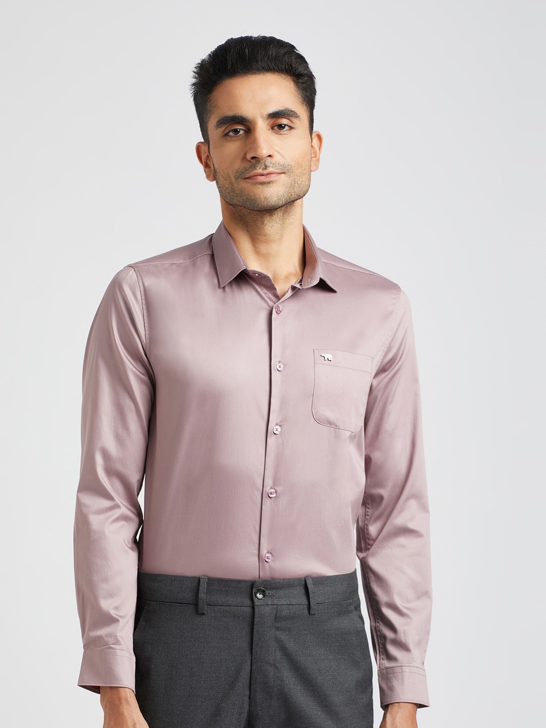 

THE BEAR HOUSE Slim Fit Pure Cotton Formal Shirt, Purple