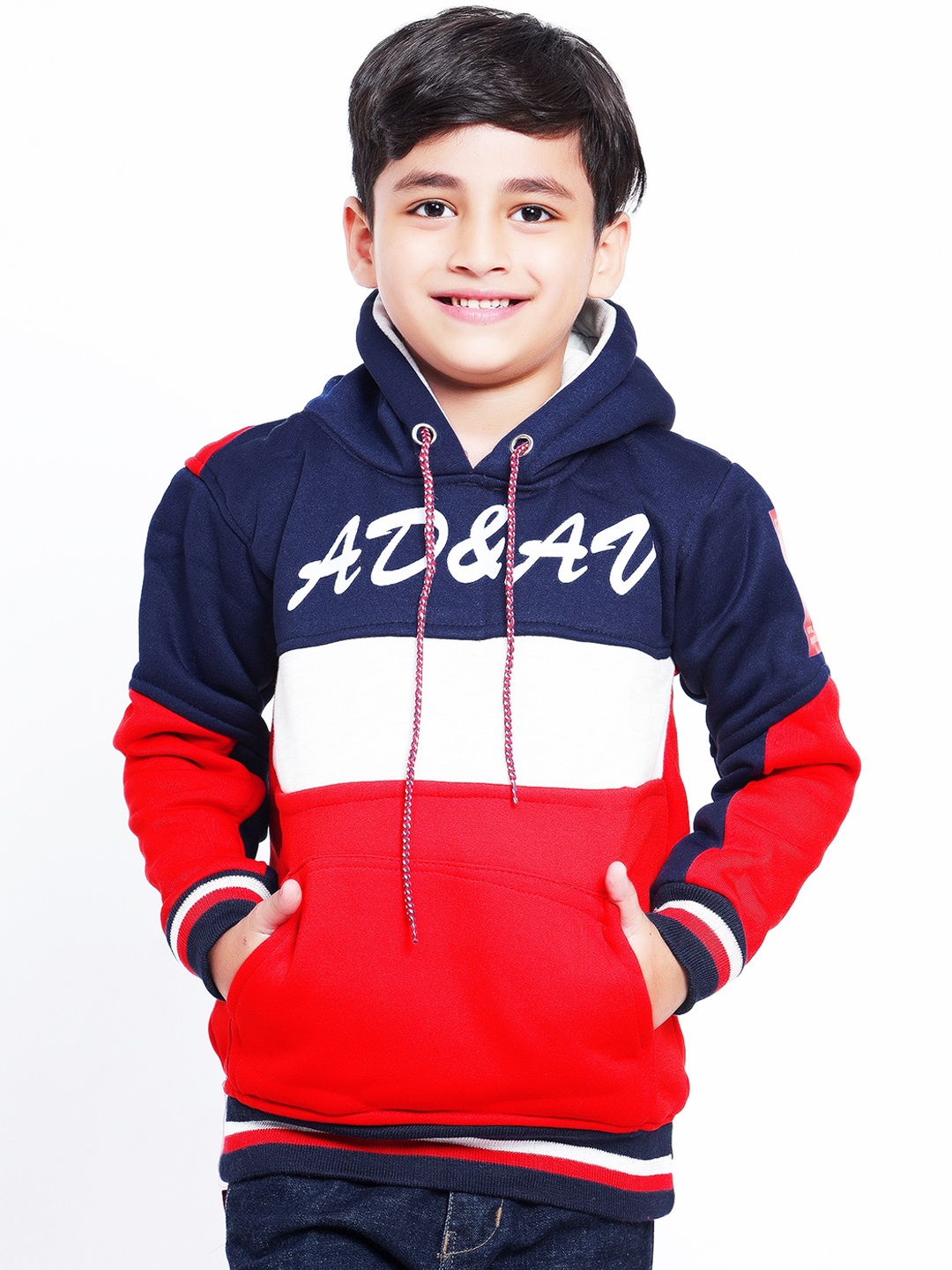 

BAESD Boys Colourblocked Hooded Pullover Sweatshirt, Red