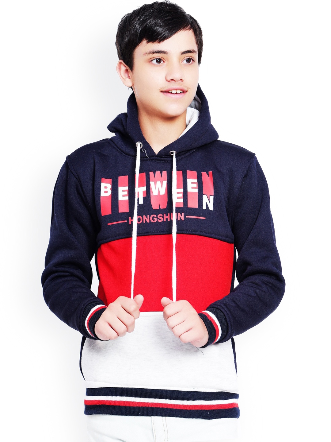 

BAESD Boys Colourblocked Hooded Pullover Sweatshirts, Red