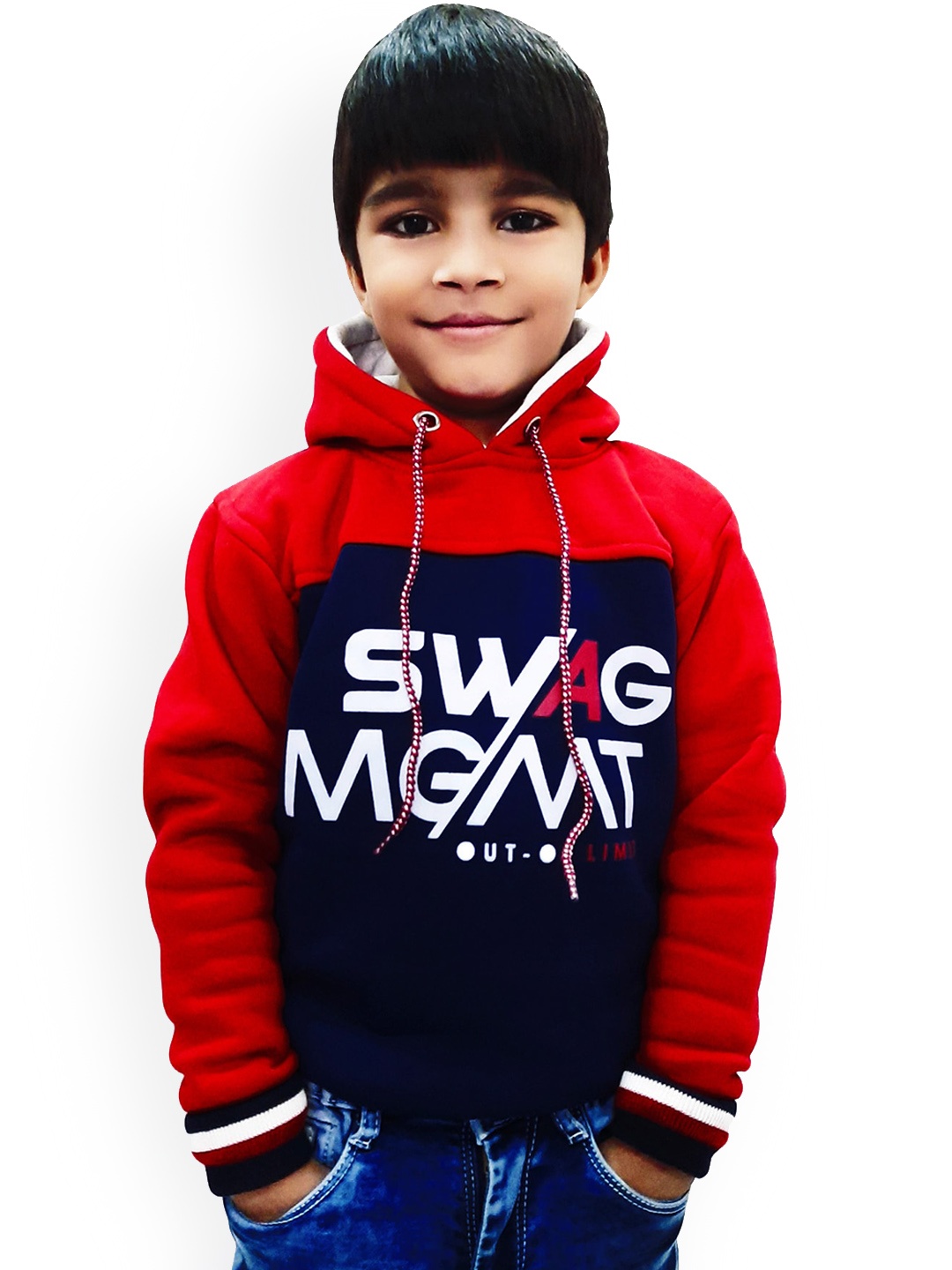 

BAESD Boys Colourblocked Hooded Pullover Sweatshirts, Navy blue