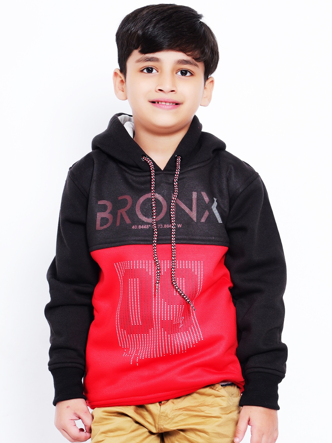

BAESD Boys Colourblocked Hooded Bomber Jacket, Red