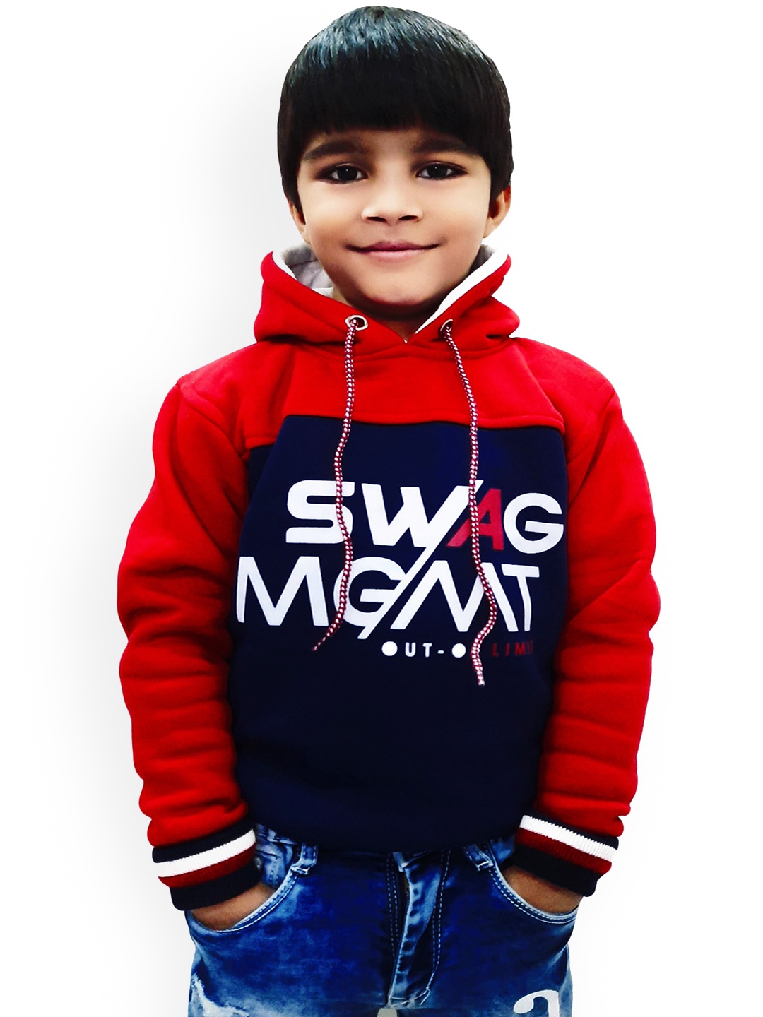 

BAESD Boys Colourblocked Hooded Pullover Sweatshirt, Navy blue