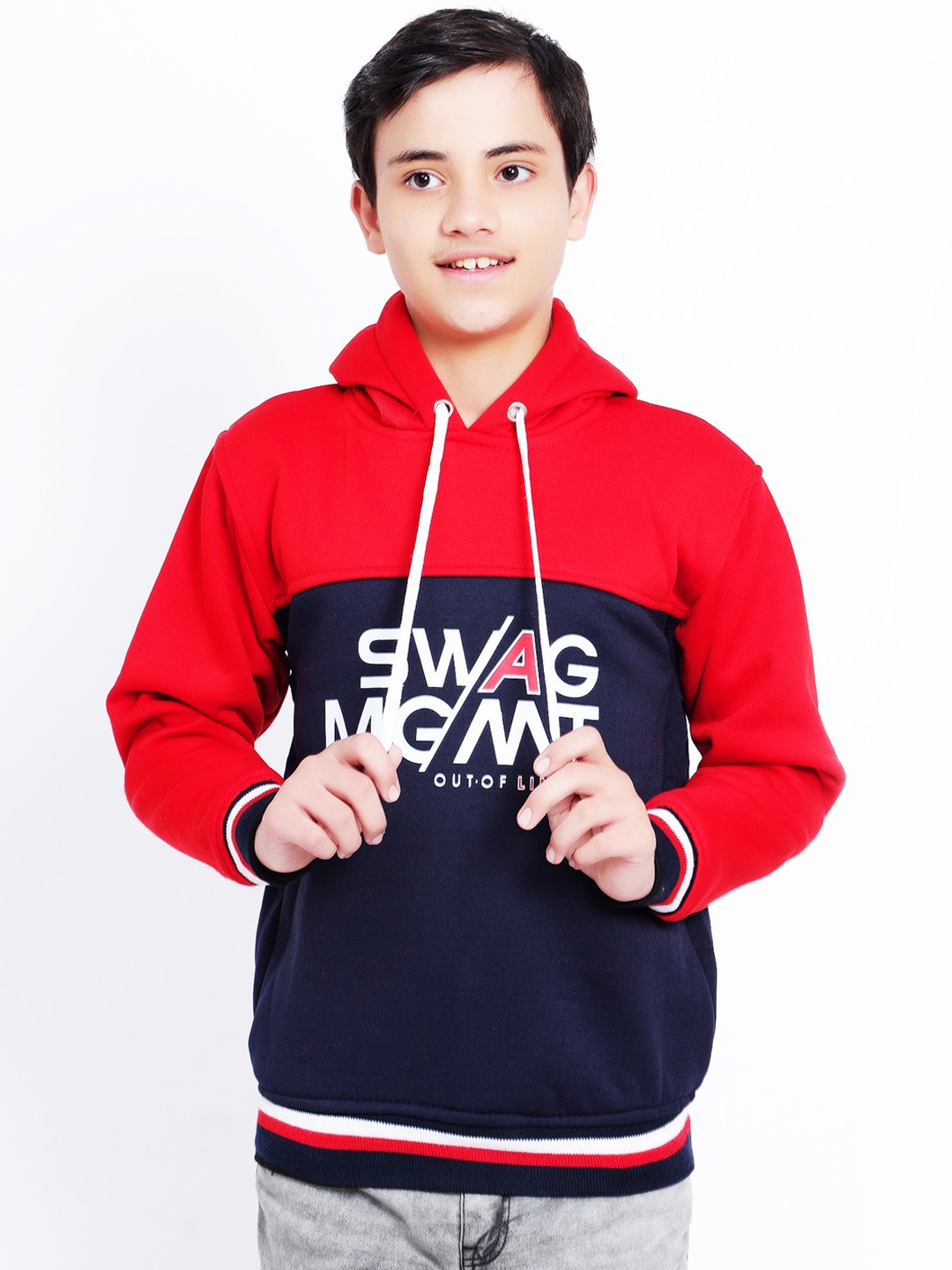 

BAESD Boys Colourblocked Hooded Bomber Jacket, Navy blue