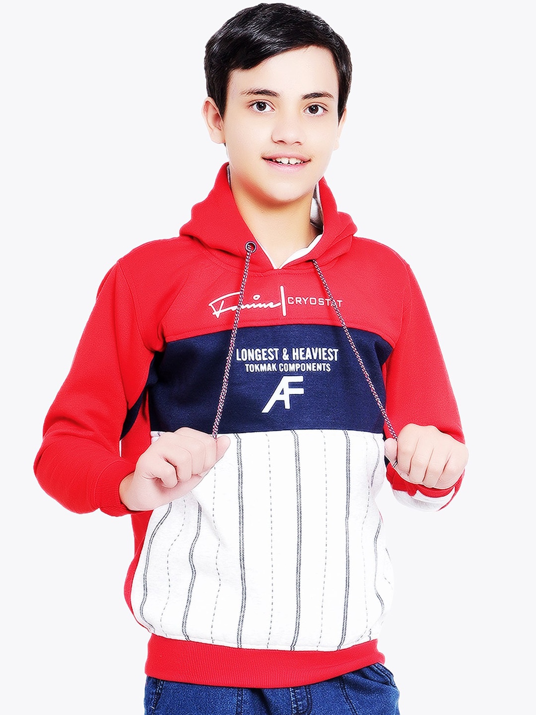

BAESD Boys Colourblocked Hooded Pullover Sweatshirt, Navy blue