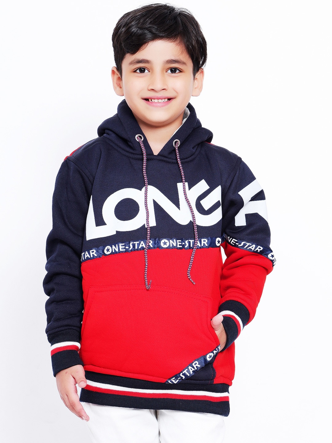 

BAESD Boys Colourblocked Hooded Bomber Jacket, Red