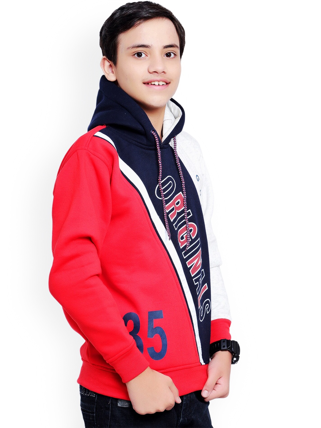 

BAESD Boys Colourblocked Hooded Pullover, Red