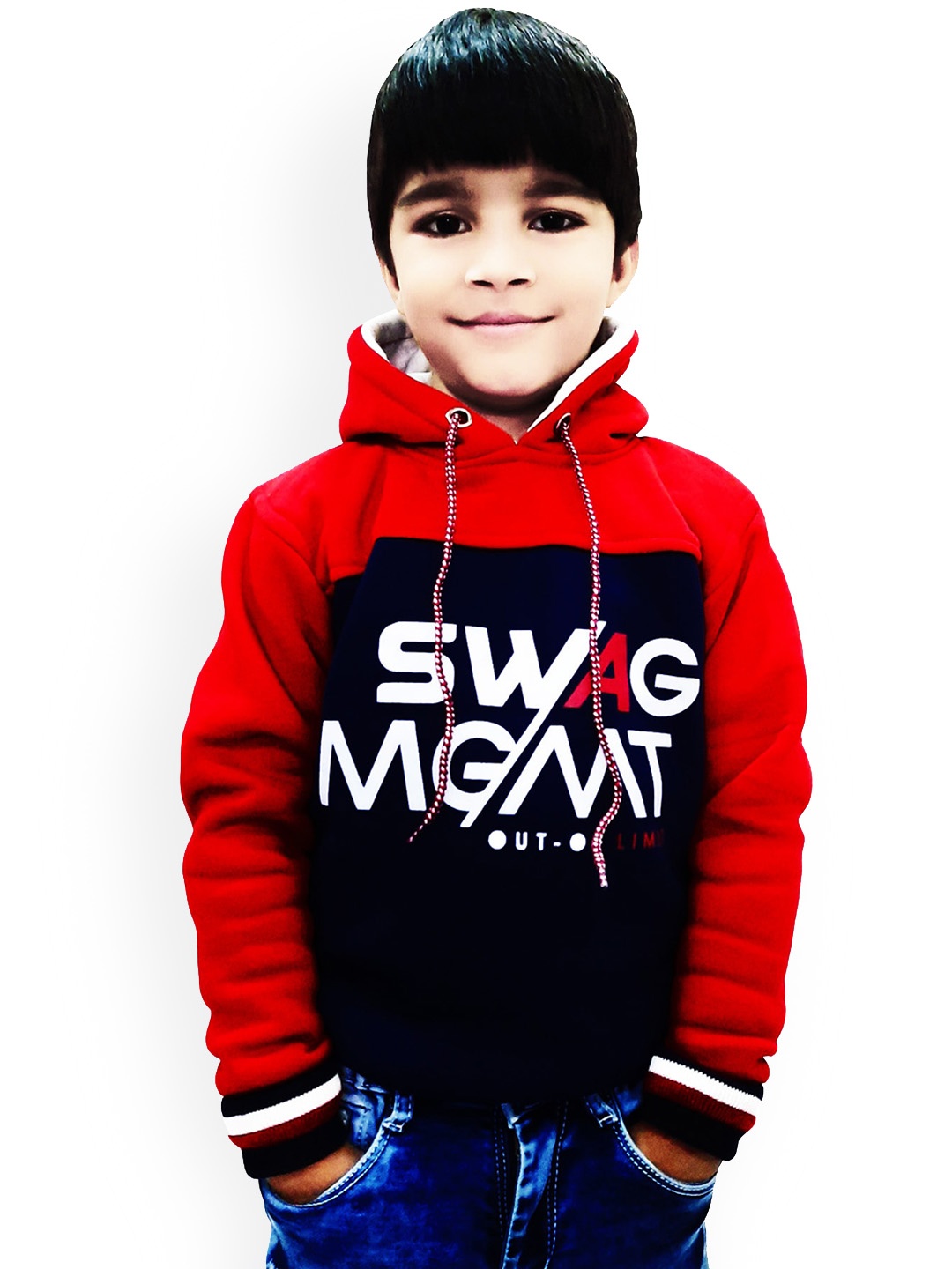 

BAESD Boys Colourblocked Hooded Pullover Sweatshirts, Navy blue