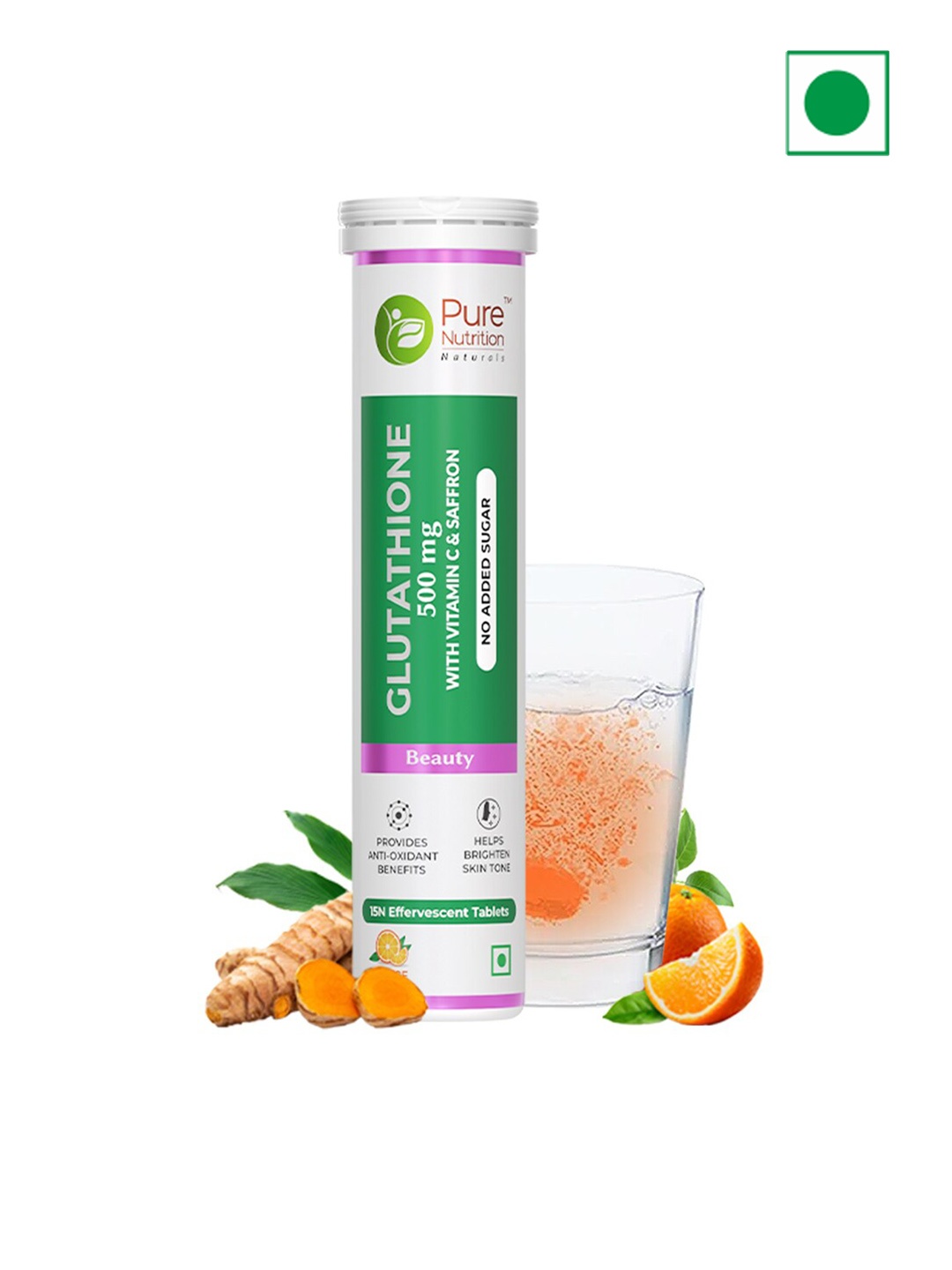 

Pure Nutrition L- Glutathione With Vitamin C - Orange Flavour - 15 Effervescent Tablets, Transparent