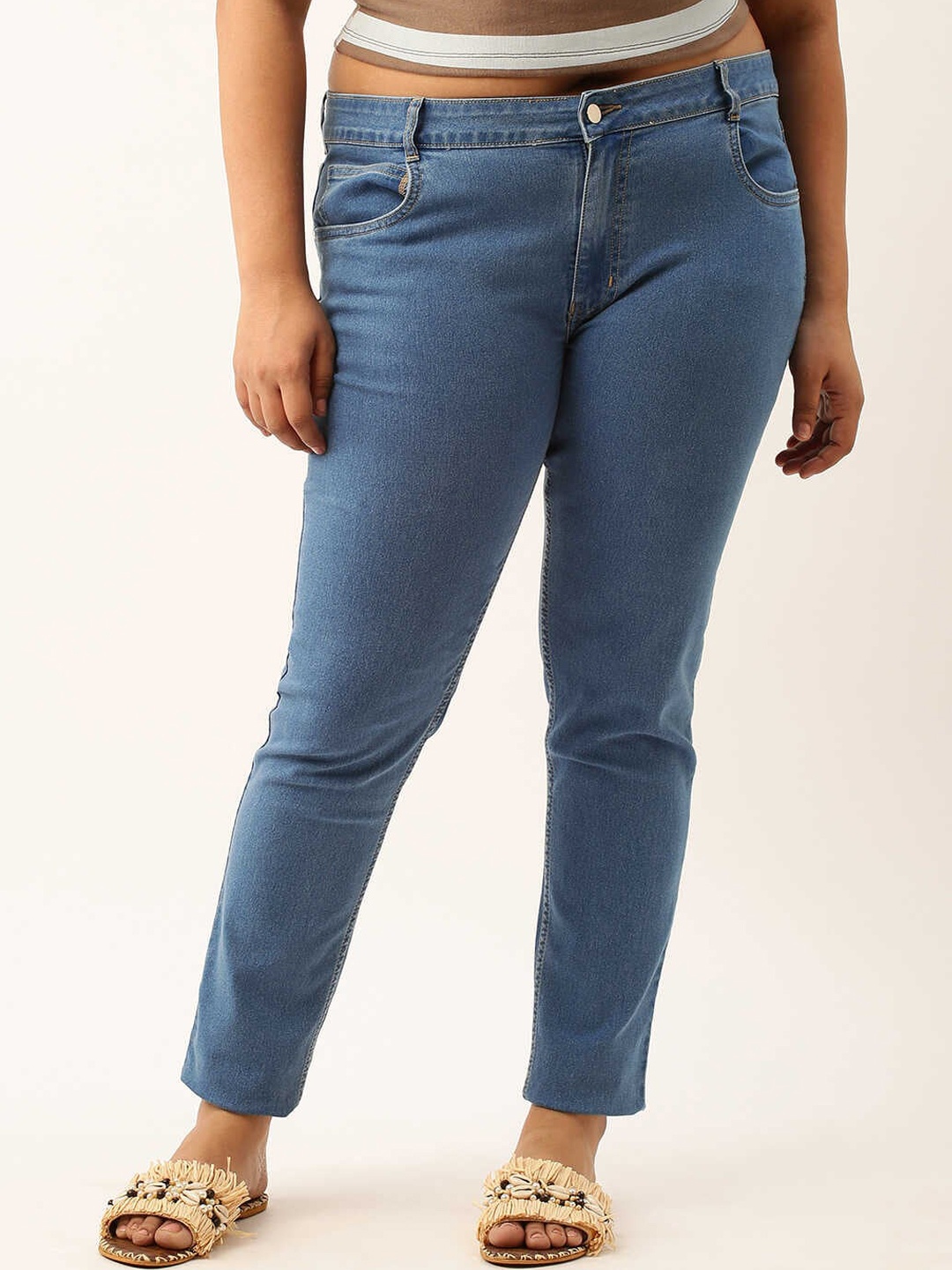 

Zola Plus Women Mid-Rise Skinny Fit Dark Shade Clean Look Stretchable Jeans, Blue