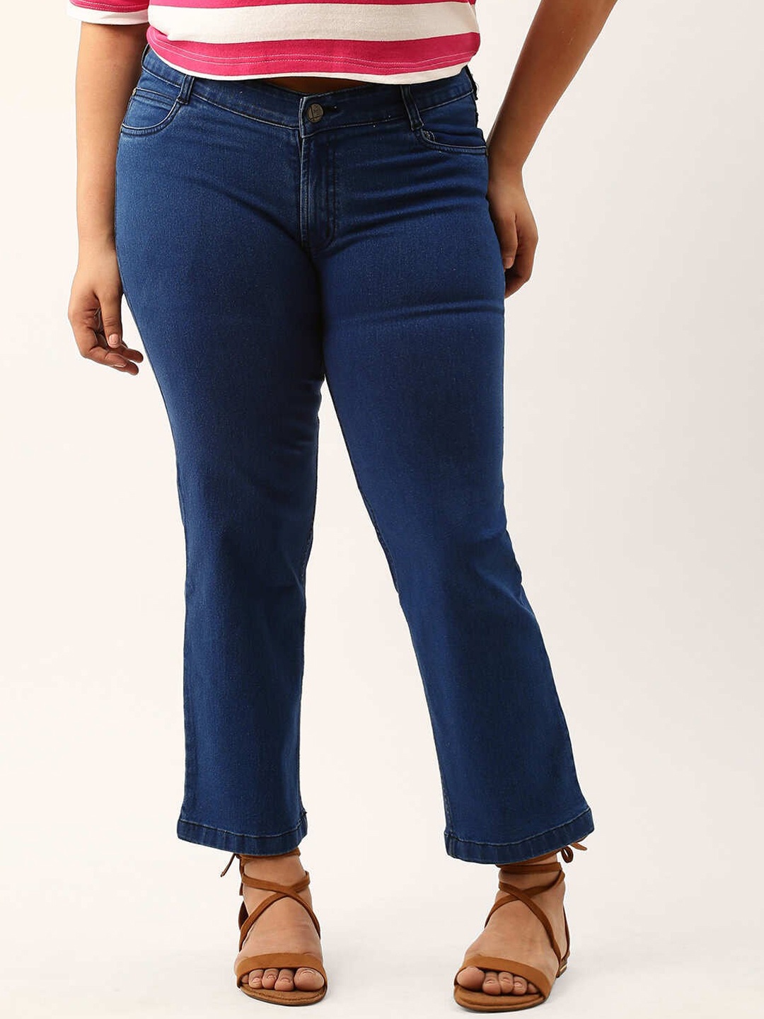 

Zola Plus Women Plus Size Skinny Fit Mid-Rise Clean Look Cotton Jeans, Blue