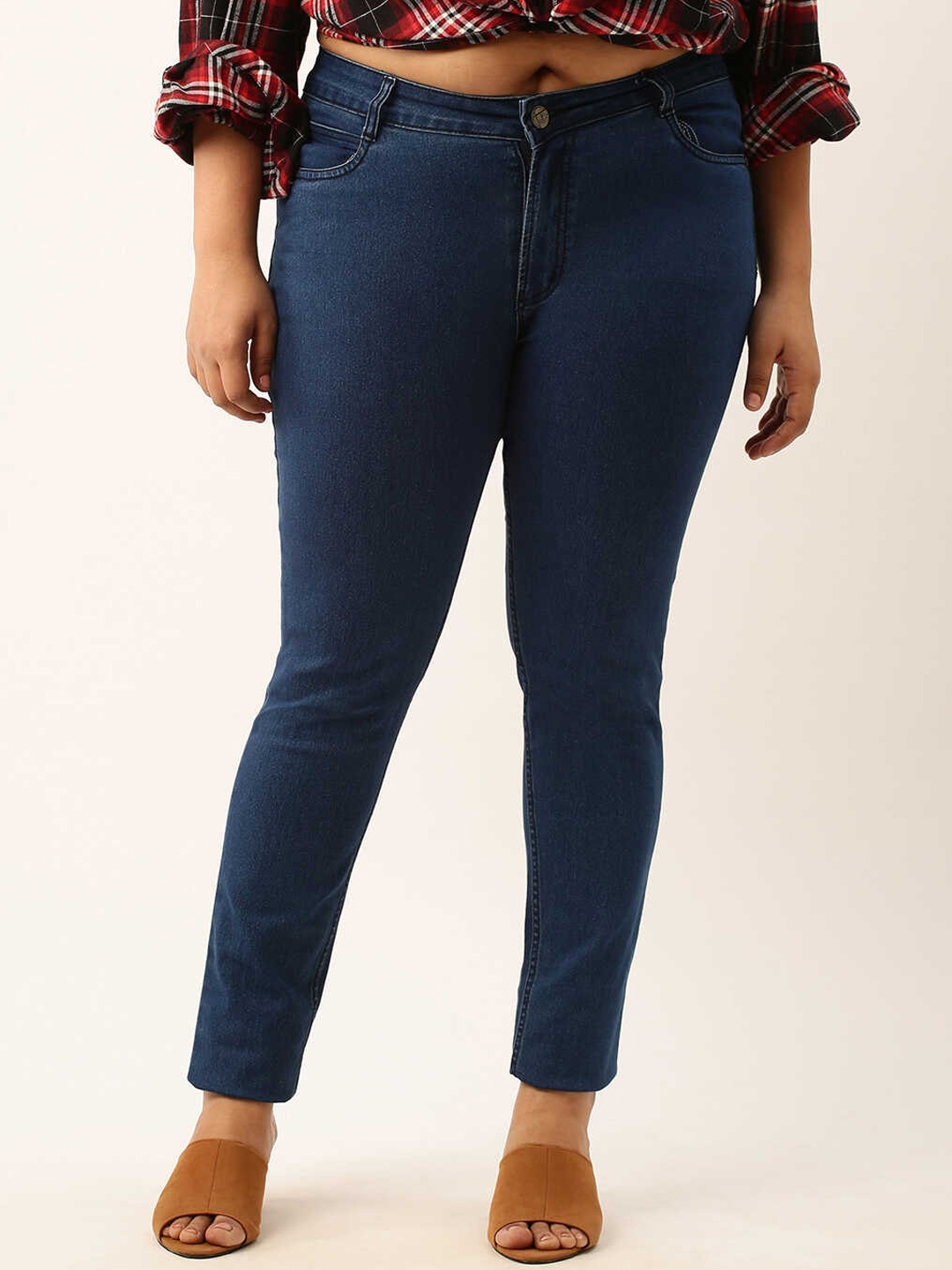 

Zola Plus Women Plus Size Mid-Rise Straight Fit Jeans, Blue