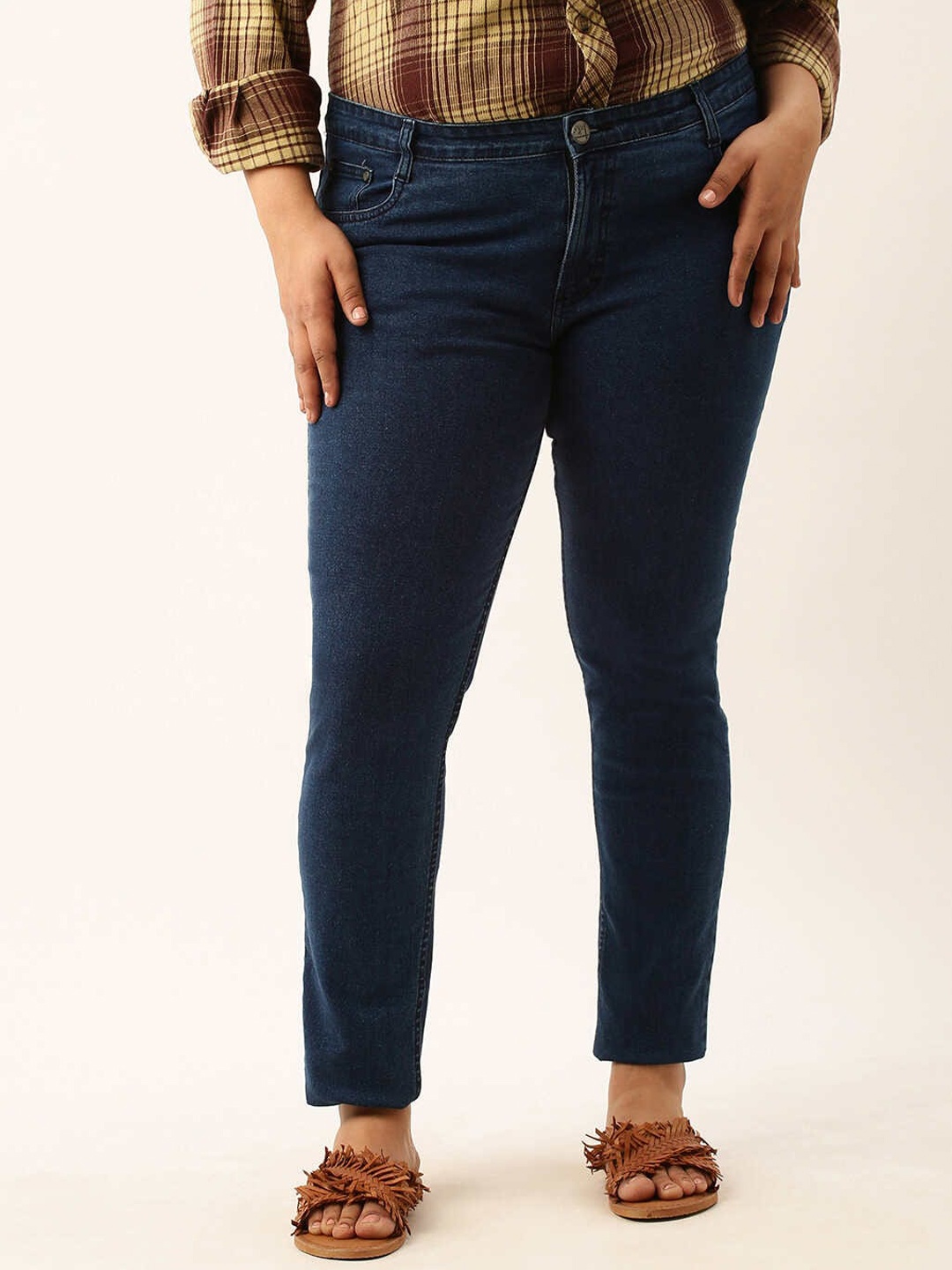 

Zola Plus Women Skinny Fit Mid-Rise Dark Shade Clean Look Stretchable Jeans, Blue