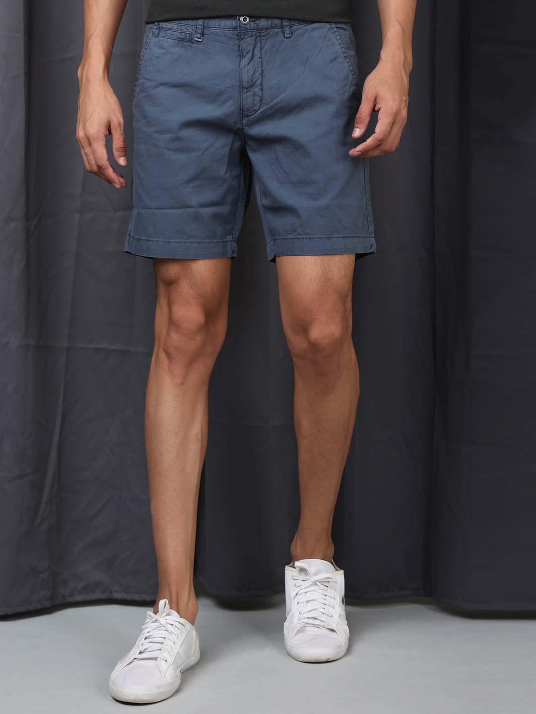 

POE Men Cotton Slim Fit Shorts, Blue