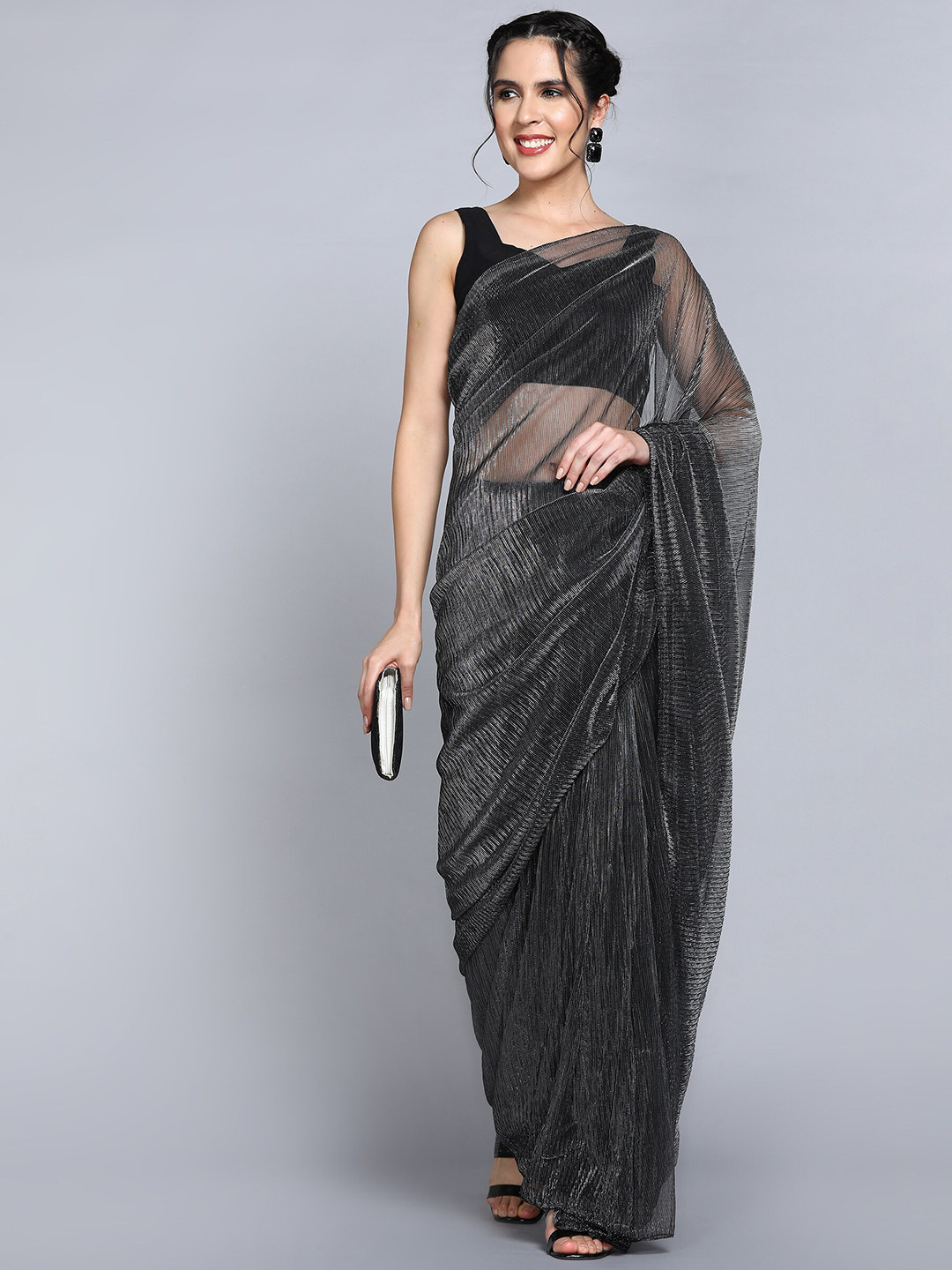 

Indian Women Embellished Saree, Black