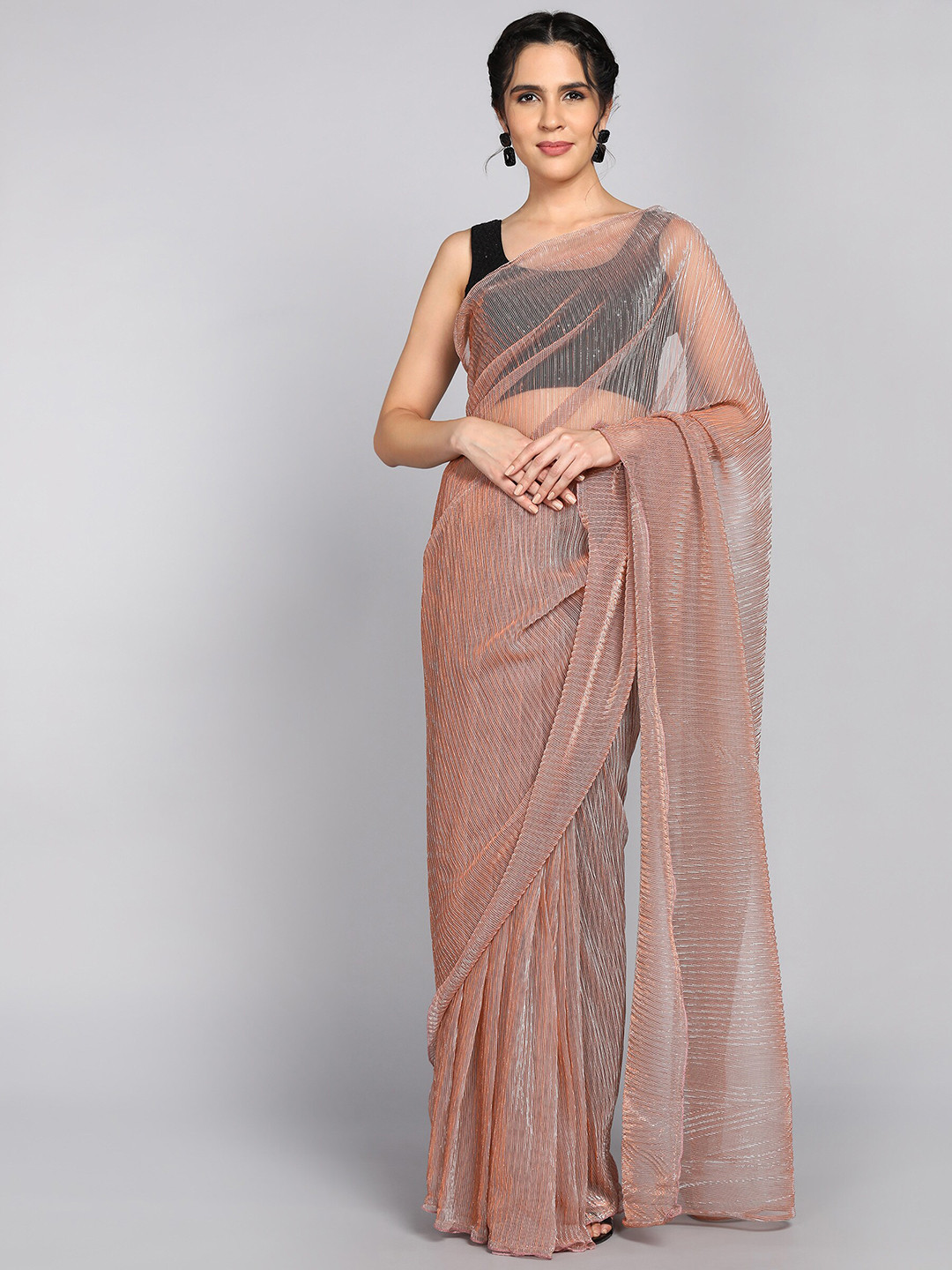 

Indian Women Embellished Saree, Peach