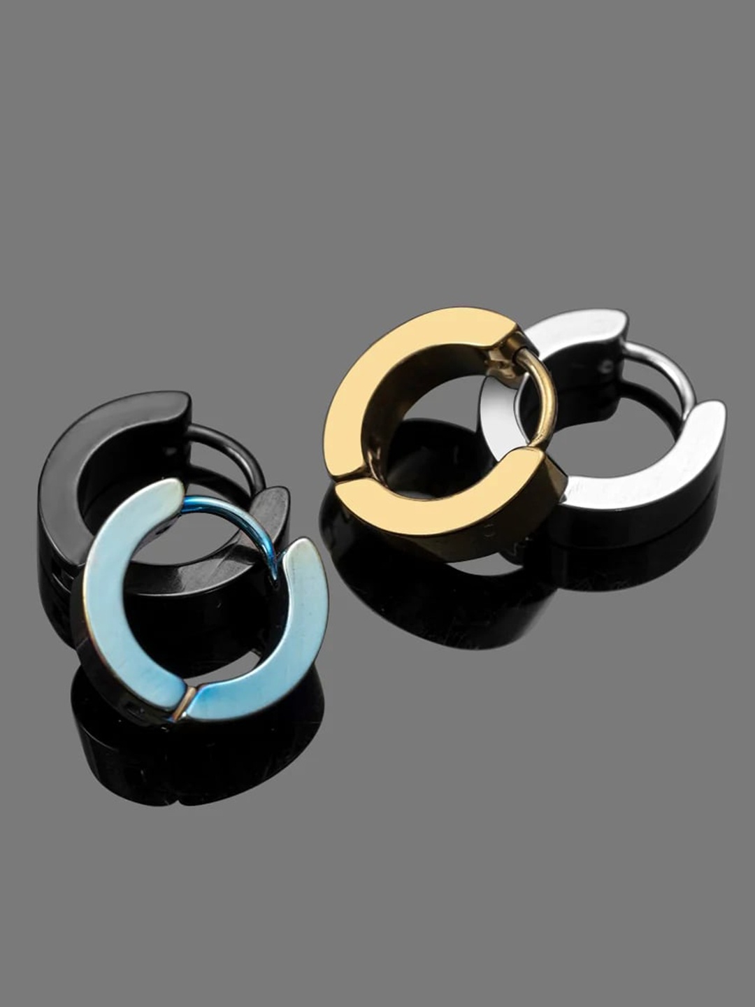 

KARISHMA KREATIONS Set Of 4 Contemporary Hoop Earrings, Gold