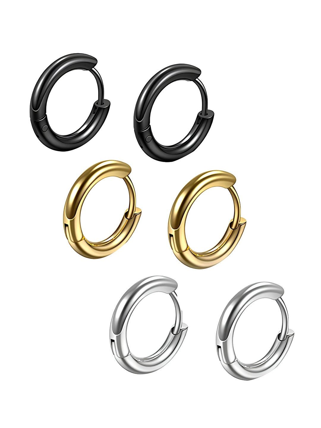 

KARISHMA KREATIONS Set Of 3 Gold-Toned Circle Hoop Earrings