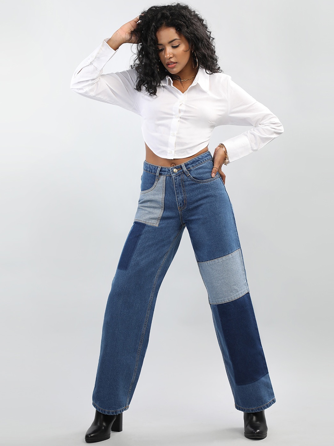 

HONNETE Women Comfort Mid-Rise Straight Fit Light Shade Cotton Clean Look Jeans, Blue