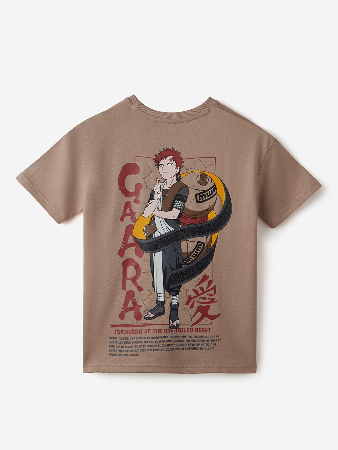 

The Souled Store Boys Superhero Naruto Graphic Printed Oversized Cotton T-Shirt, Brown