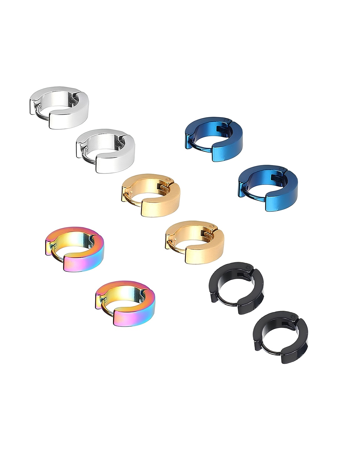 

KARISHMA KREATIONS Set Of 5 Gold-Toned & Silver-Toned Contemporary Stud Earrings