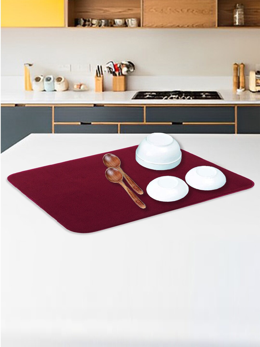 

Kuber Industries Maroon Reversible Dish Drying Mat