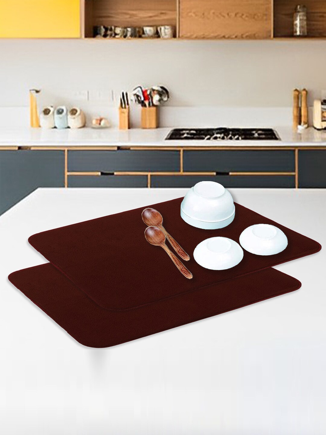 

Kuber Industries Brown 2 Pieces Reversible Dish Drying Mat