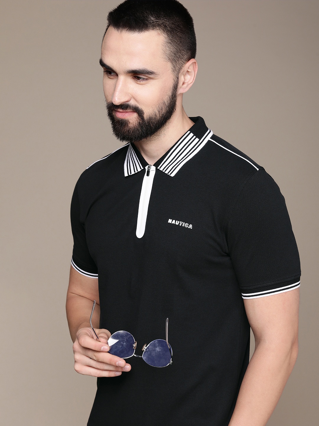 

Nautica Polo Collar T-shirt, Black