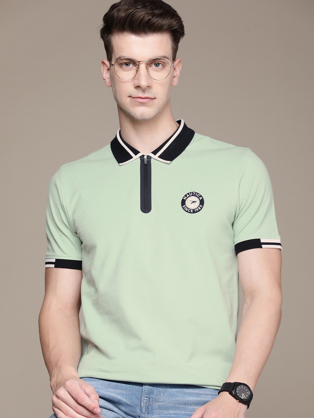 

Nautica Polo Collar T-shirt, Green