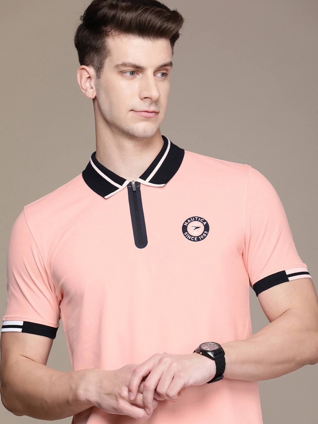 

Nautica Polo Collar T-shirt, Pink